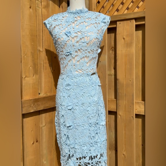 🆕 BRONX & BANCO 🧿 NWOT Lidia Lace Midi Dress - Pastel Blue - Size UK 10 / US 6 - Picture 6 of 16
